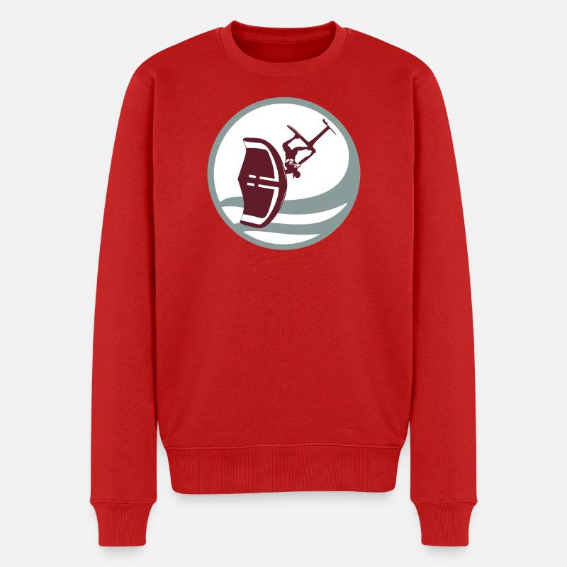 Silhouette d’action de wingfoil - Pull Premium bio Homme - rouge