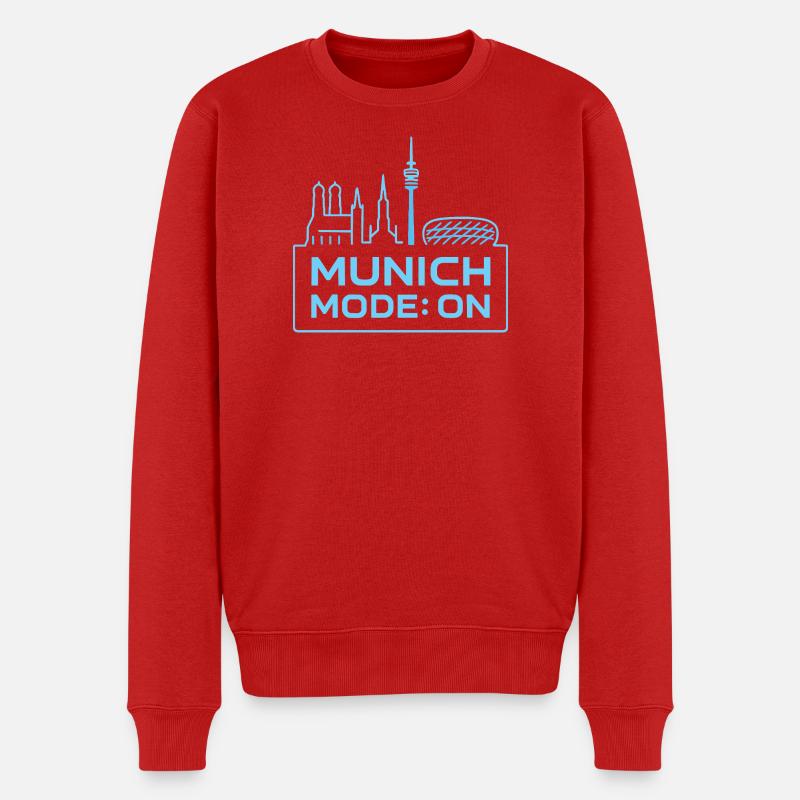 Munich Mode On Skyline Bayern Design - Männer Premium Bio Pullover - Rot