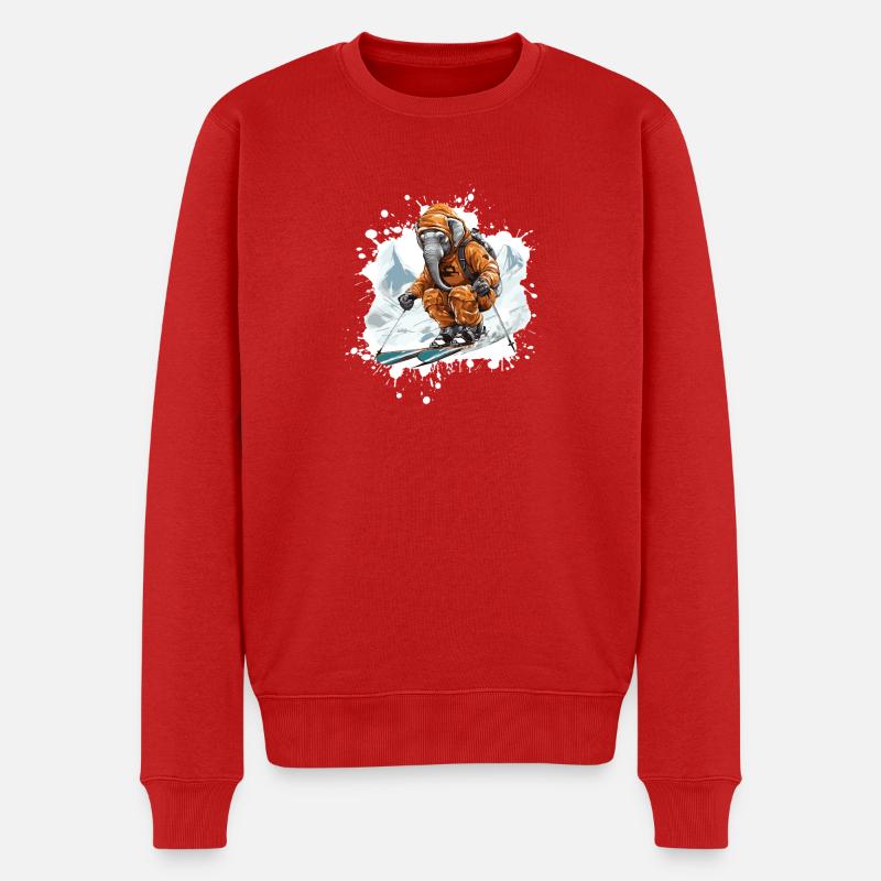 Elefant Ski Skifahren - Männer Premium Bio Pullover - Rot