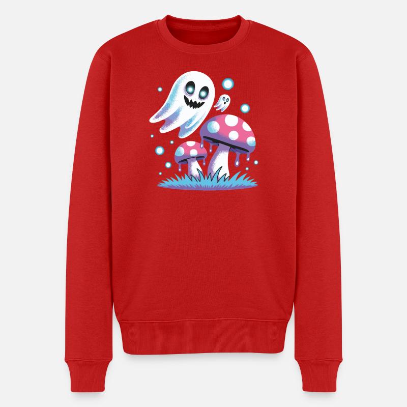Geisterpilze im Neonstil - Männer Premium Bio Pullover - Rot