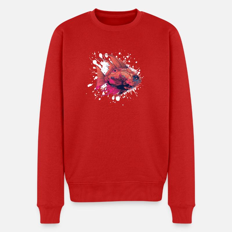 Blobs de poisson - Pull Premium bio Homme - rouge