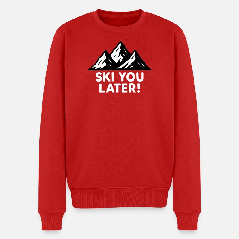 Verschneite Berge – Ski You Later! - Männer Premium Bio Pullover - Rot