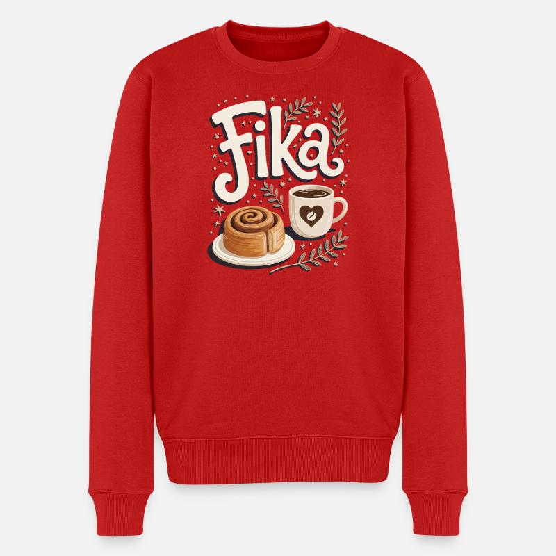 Fika - Männer Premium Bio Pullover - Rot