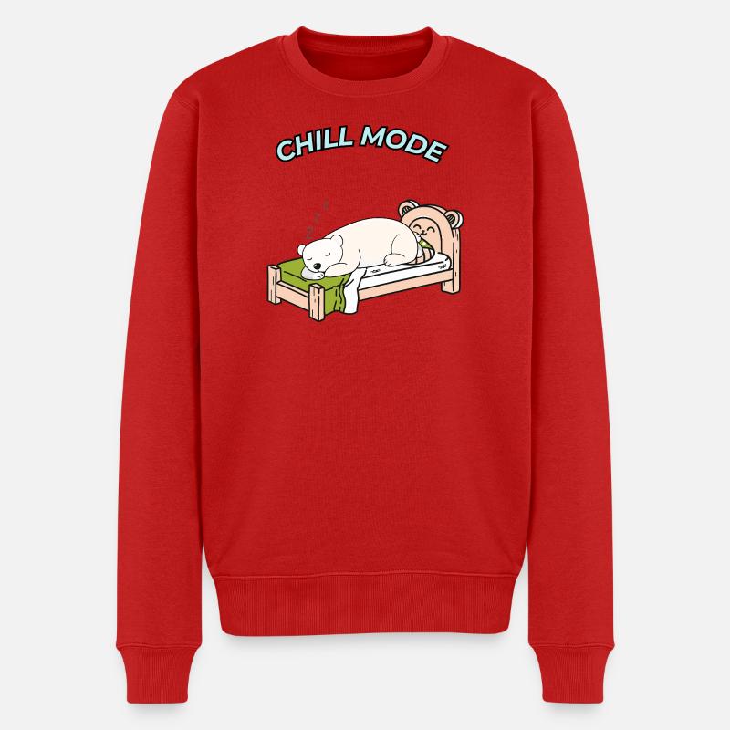 Einfach mal Chillen – Schlafender Bär - Männer Premium Bio Pullover - Rot