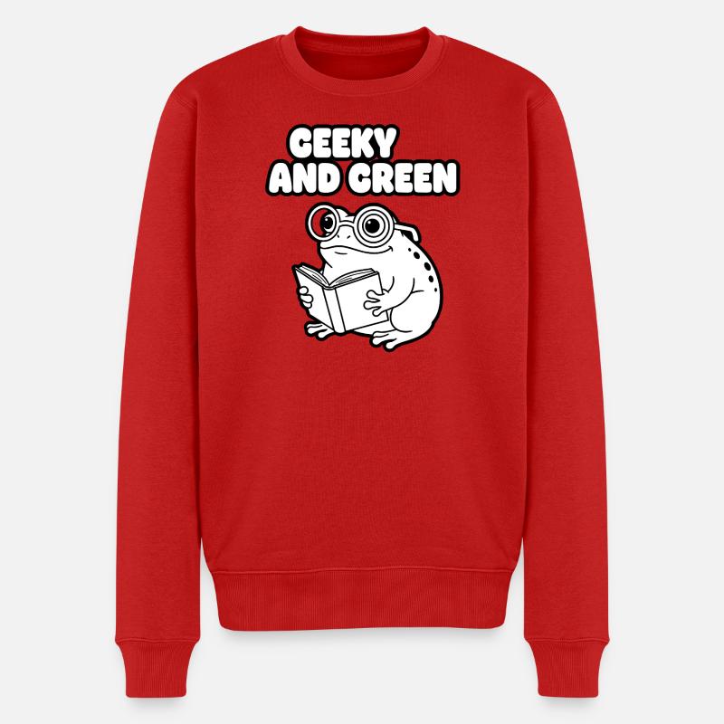 GeekscherFroschLesen - Männer Premium Bio Pullover - Rot