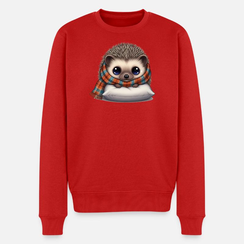 Kuscheliger Igel mit Schal - Männer Premium Bio Pullover - Rot