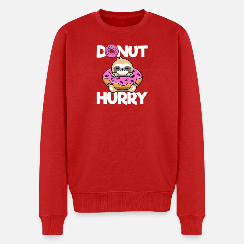 Donut Hurry Faultier Doughnut - Männer Premium Bio Pullover - Rot