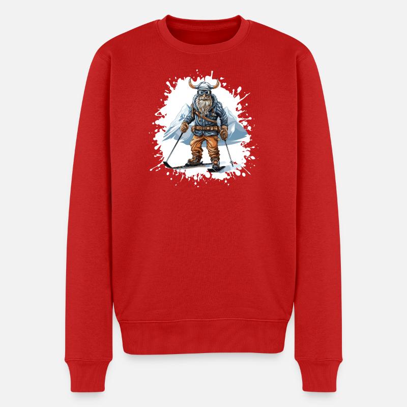 Wikinger Ski Skifahren - Männer Premium Bio Pullover - Rot