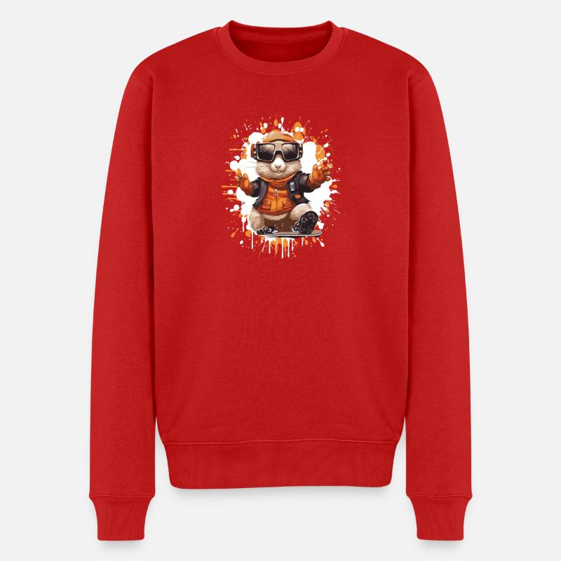 Hamster Snowboard - Männer Premium Bio Pullover - Rot