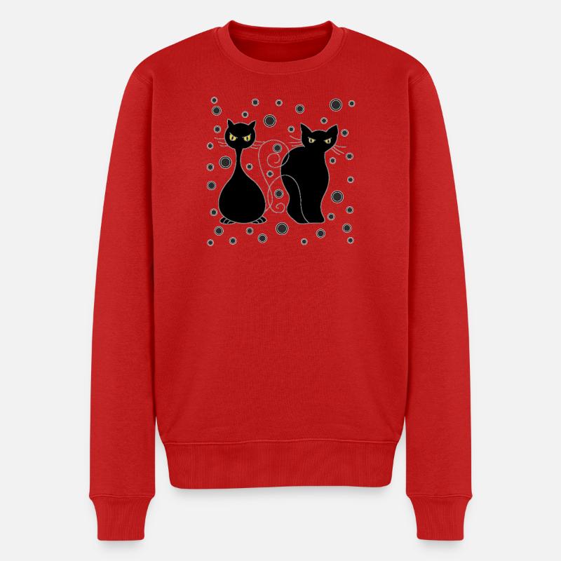 Katzen - Männer Premium Bio Pullover - Rot