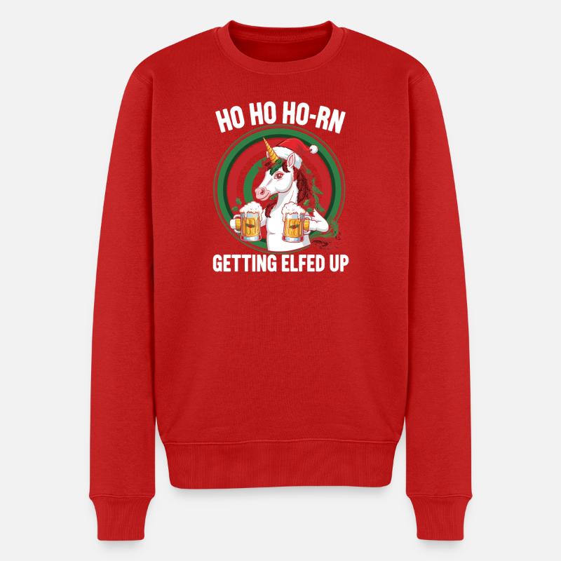 Einhorn Weihnachtsbier Humor - Männer Premium Bio Pullover - Rot