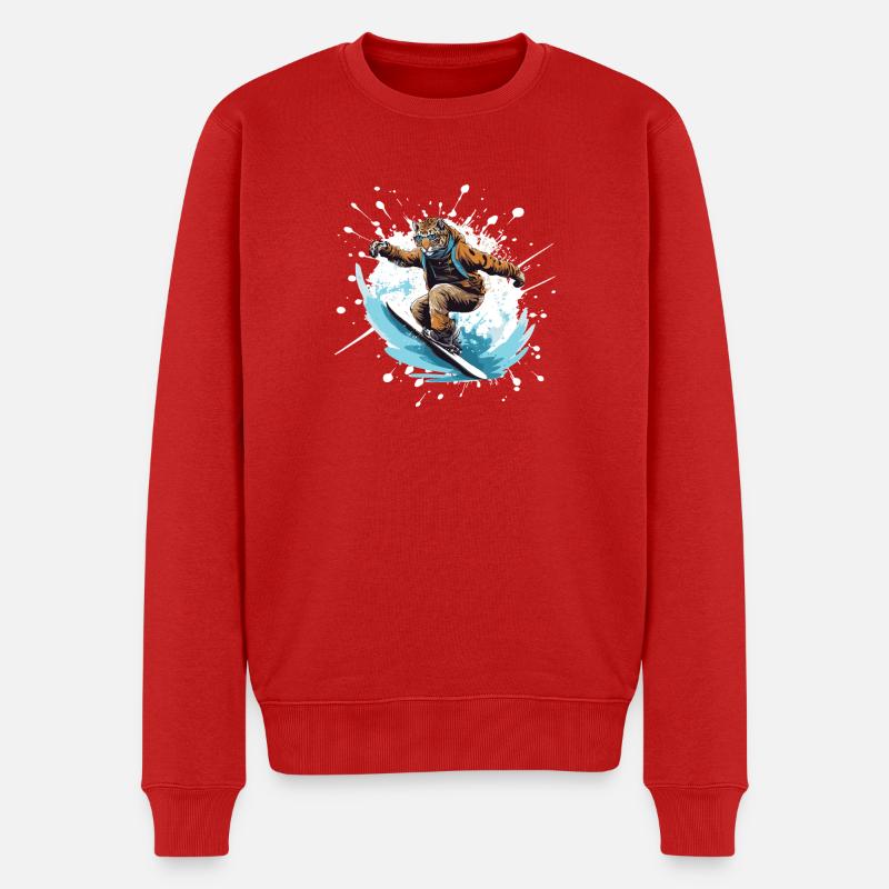 Gepard Snowboard - Männer Premium Bio Pullover - Rot