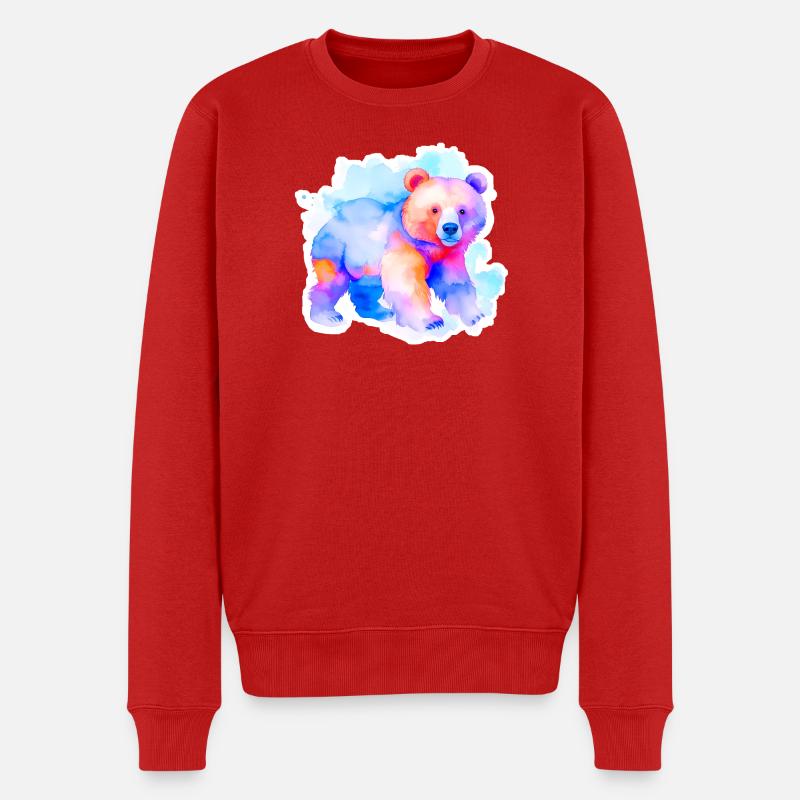 Kleiner kunterbunter Bär - Männer Premium Bio Pullover - Rot