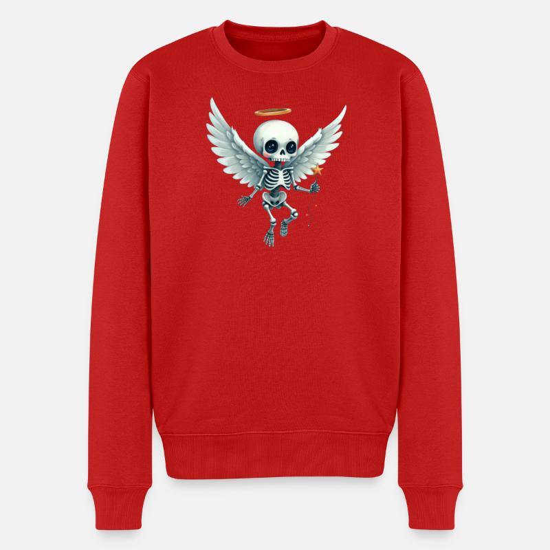 Geflügeltes Skelett mit Sternenhalo - Männer Premium Bio Pullover - Rot