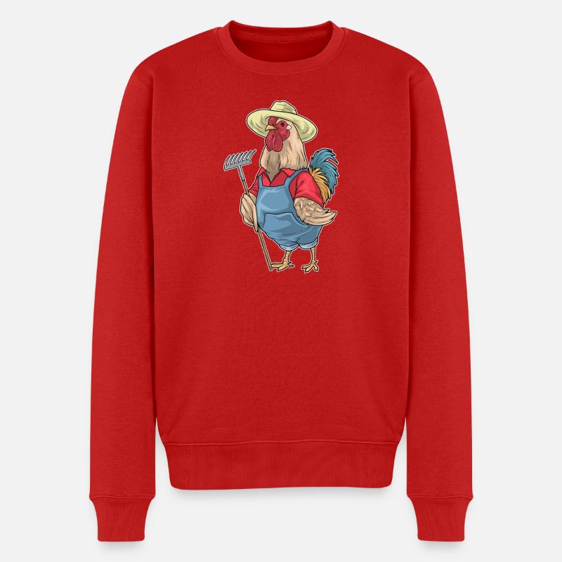 Élevage de poulets Ferme Râteau - Pull Premium bio Homme - rouge