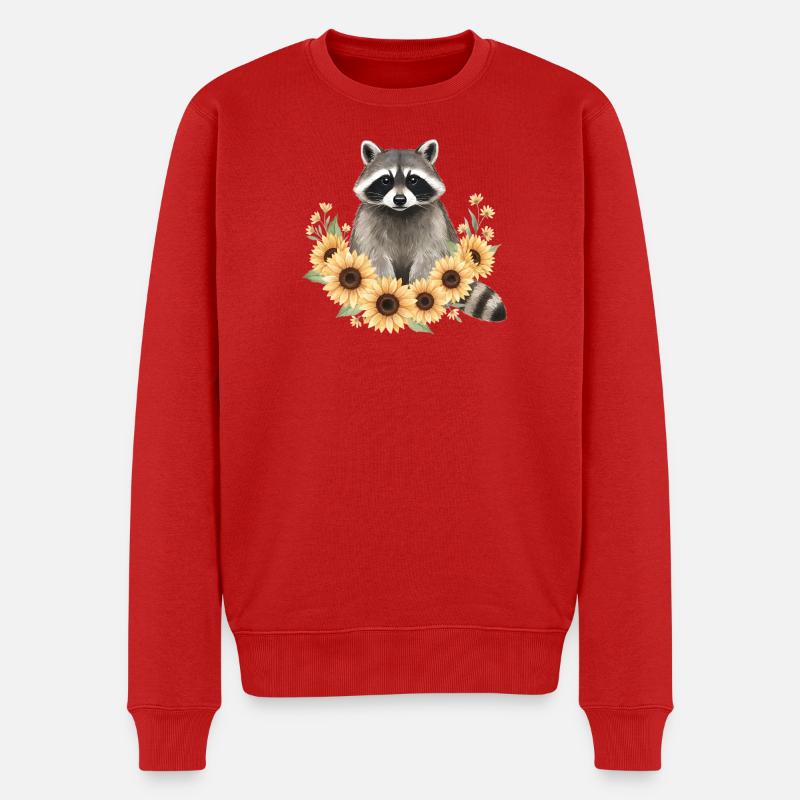 Waschbär - Männer Premium Bio Pullover - Rot