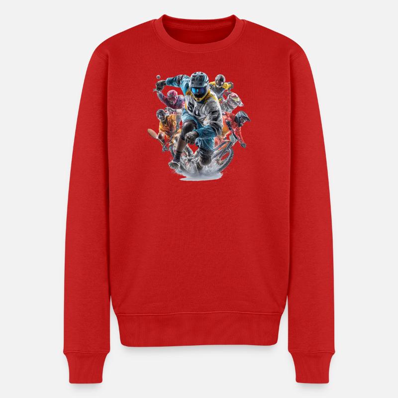 Motocross Wirbelsturm: Diverse Spoerarten-Parade - Männer Premium Bio Pullover - Rot