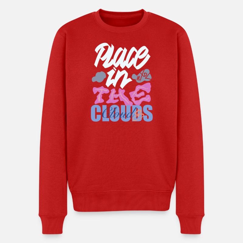Platz in den Wolken – bunte Schriftkunst - Männer Premium Bio Pullover - Rot