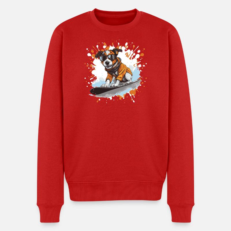 Jack Russel Terrier Hund Snowboard - Männer Premium Bio Pullover - Rot