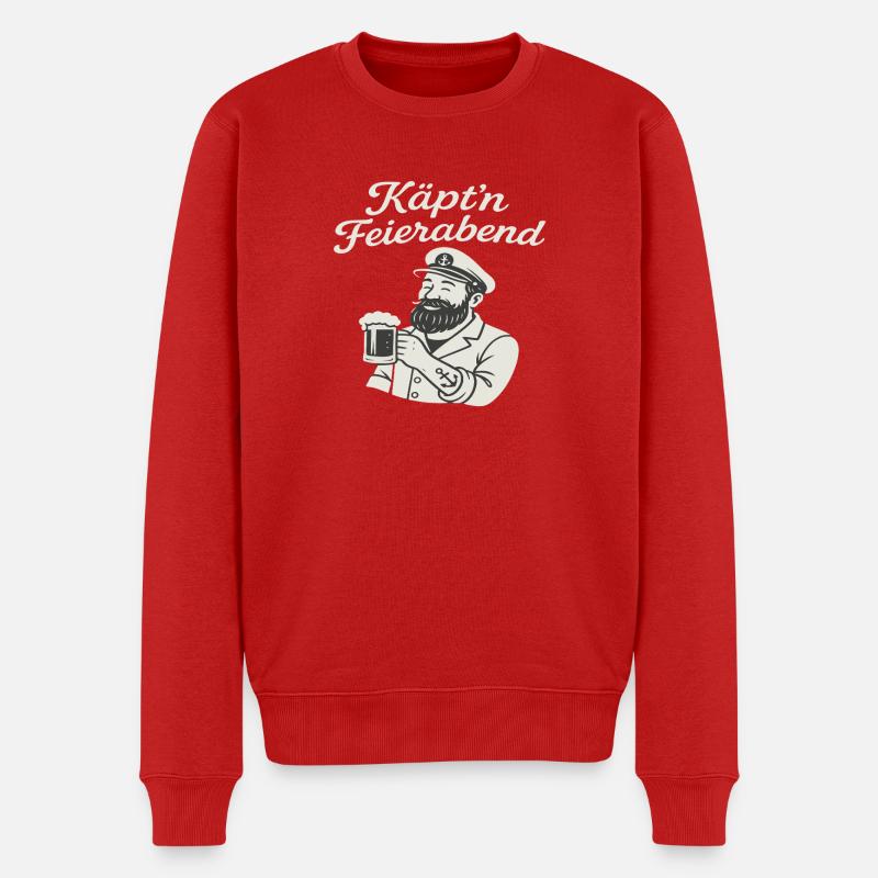 Käpt'n Feierabend Motiv - Männer Premium Bio Pullover - Rot