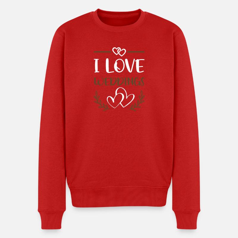 I Love Weddings  - Männer Premium Bio Pullover - Rot