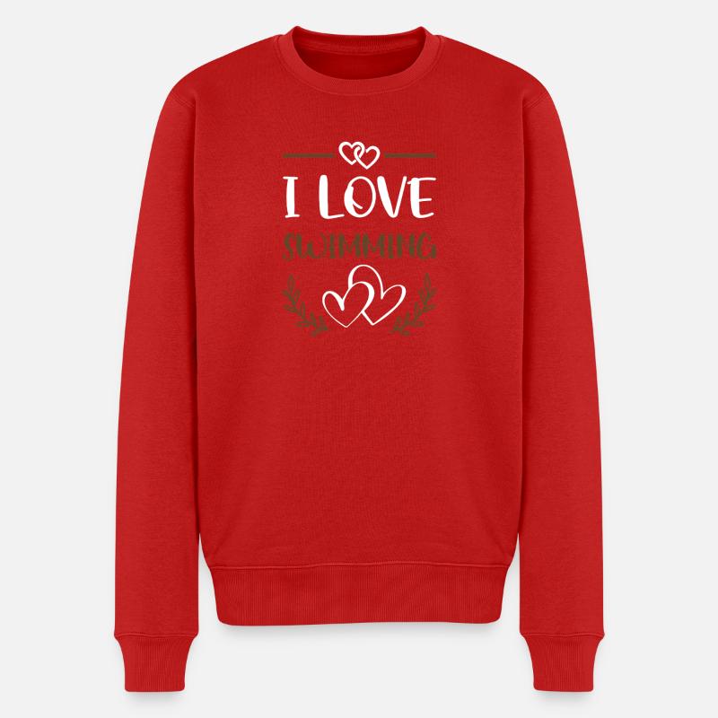 Ich liebe Schwimmen - Männer Premium Bio Pullover - Rot