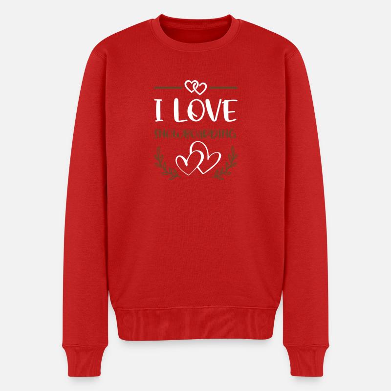 J’adore les cœurs de snowboard - Pull Premium bio Homme - rouge