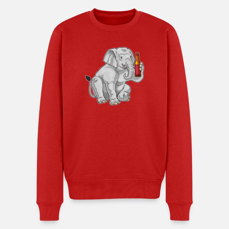 Elefant Flasche Bier - Männer Premium Bio Pullover - Rot