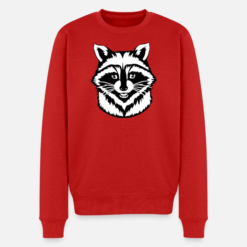 Waschbär T-shirt Geschenk  - Männer Premium Bio Pullover - Rot