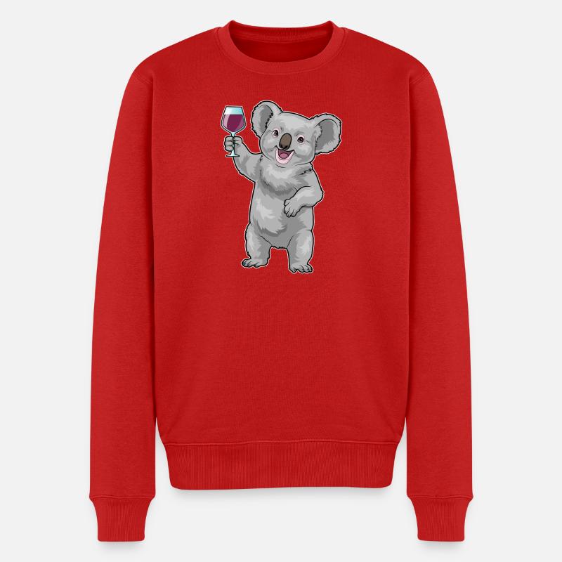 Koala Rotwein - Männer Premium Bio Pullover - Rot