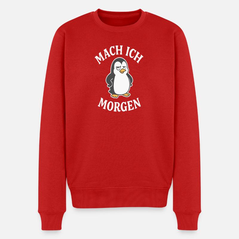 Prokrastinierender Pinguin Spruch - Männer Premium Bio Pullover - Rot