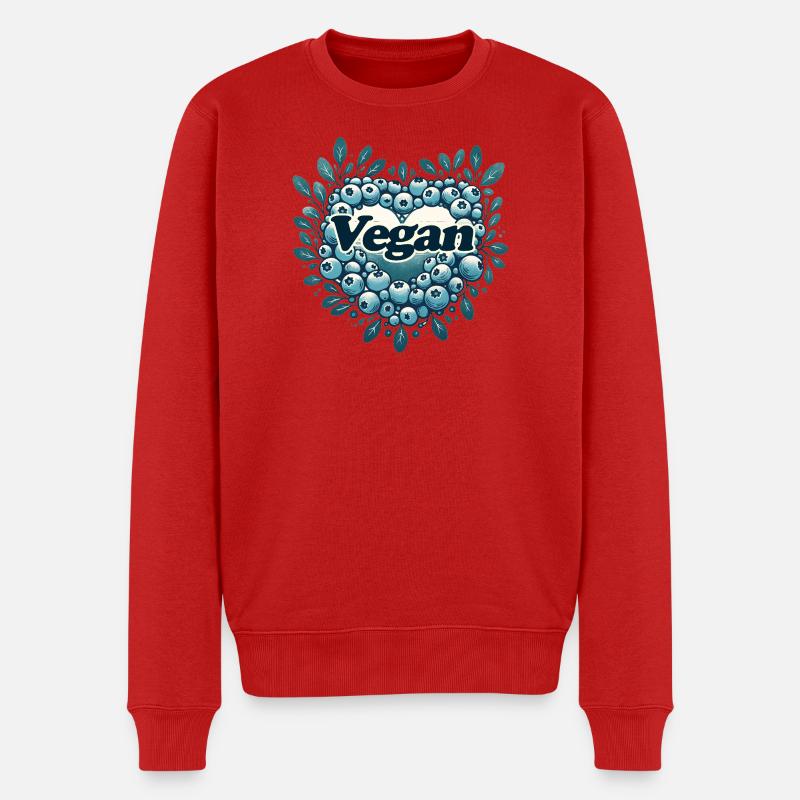Veganes Blaubeer-Herz-Logo - Männer Premium Bio Pullover - Rot