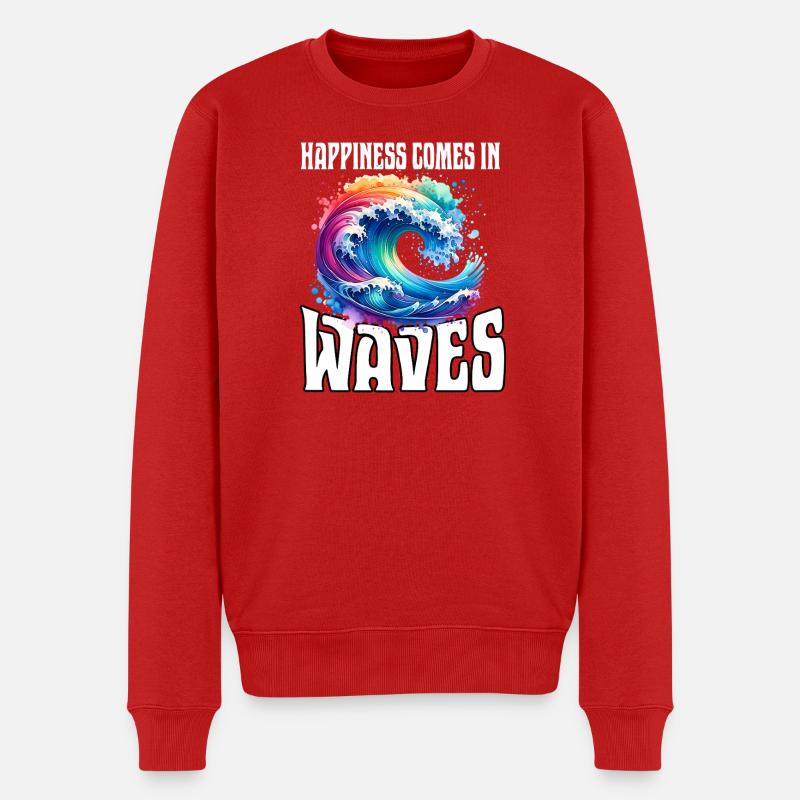 Le bonheur vient par vagues - Pull Premium bio Homme - rouge