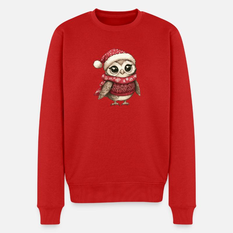 Eule Weihnachten - Männer Premium Bio Pullover - Rot