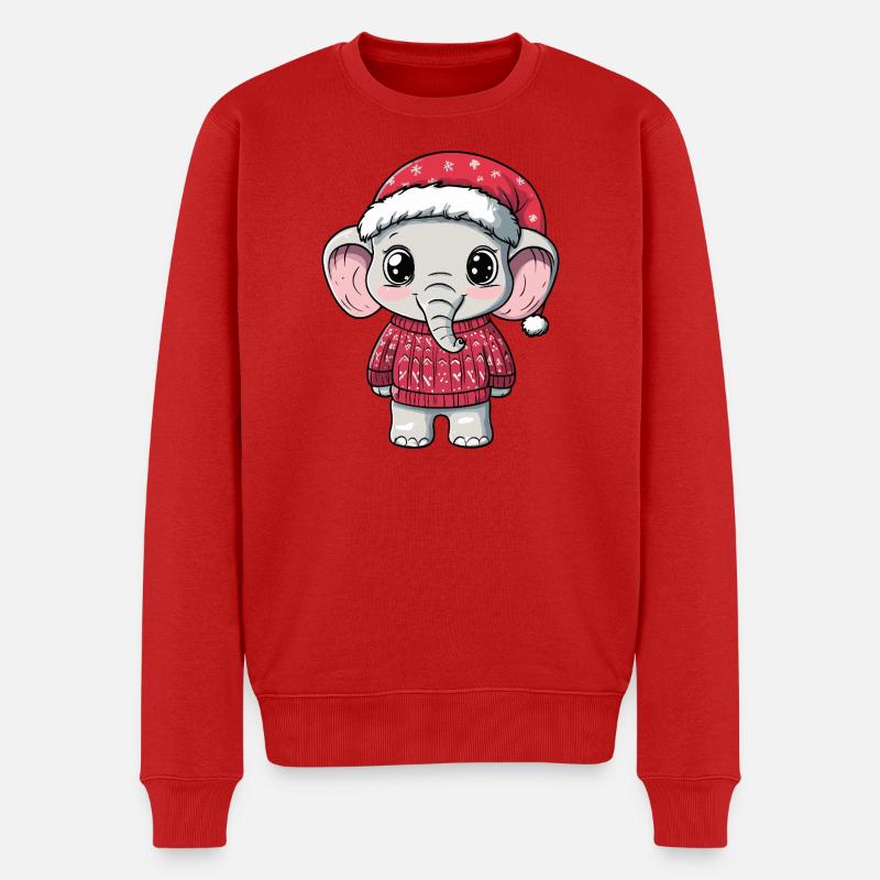 Elefant Weihnachten - Männer Premium Bio Pullover - Rot