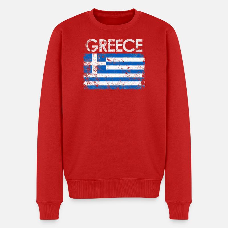 Distressed Griechenland Flagge Grafik - Männer Premium Bio Pullover - Rot
