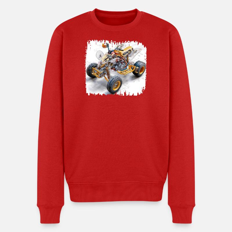 Quad-Bike CAD-Blaupause Design - Männer Premium Bio Pullover - Rot