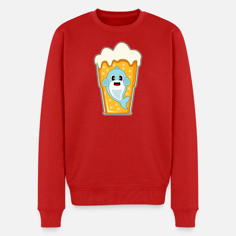 Delfin Bier - Männer Premium Bio Pullover - Rot