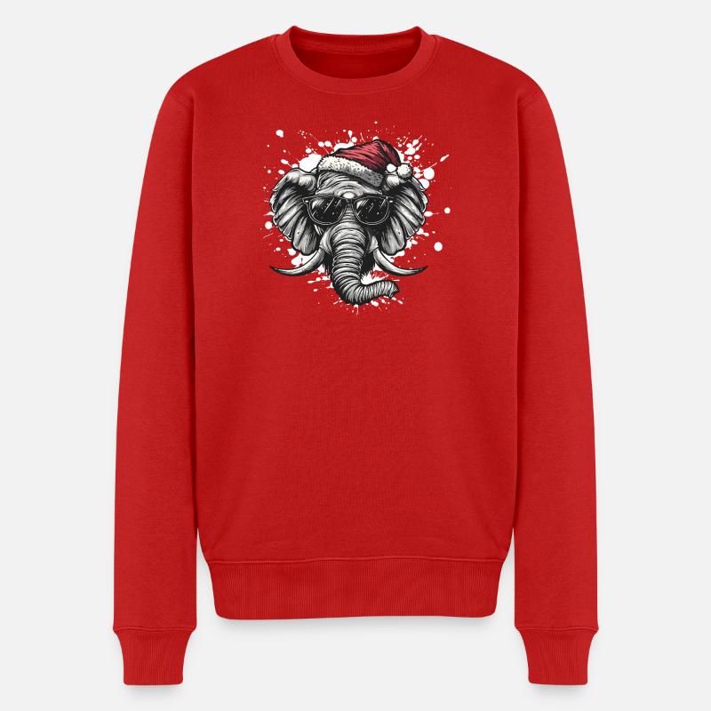 Éléphant Noël Drôle - Pull Premium bio Homme - rouge