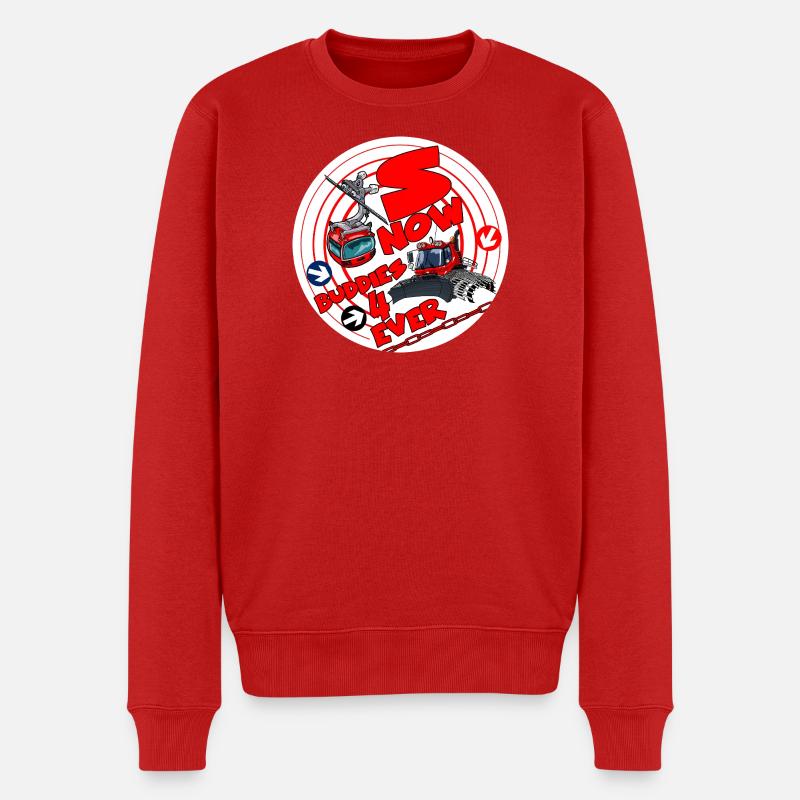 1423-SNOW_BUDDIES_4_EVER_rood-Buchstaben - Männer Premium Bio Pullover - Rot