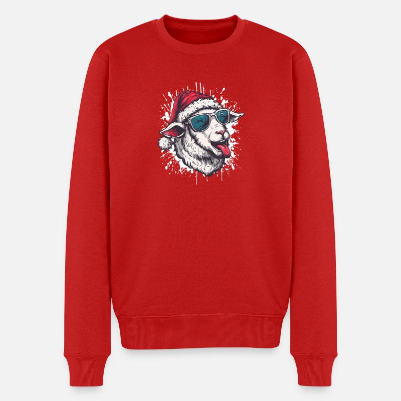 Schaf Weihnachten Lustig - Männer Premium Bio Pullover - Rot