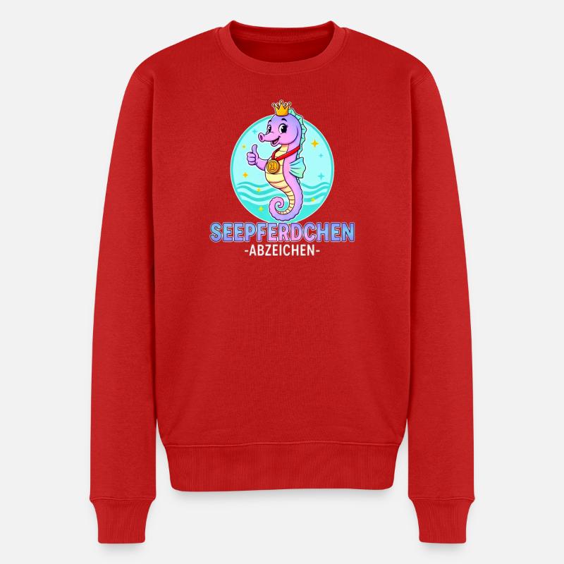 Écusson hippocampe avec dégradé - Pull Premium bio Homme - rouge