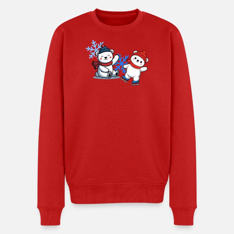 Winterbären Freunde - Männer Premium Bio Pullover - Rot