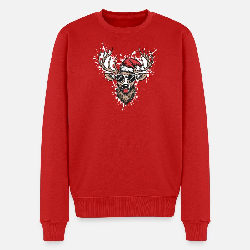 Cerf Noël Drôle - Pull Premium bio Homme - rouge