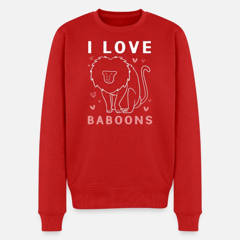 Pavian Primat Affe Affen Baboon - Männer Premium Bio Pullover - Rot