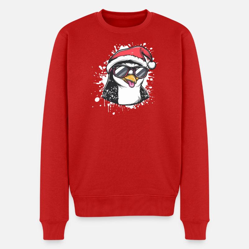 Pingouin Noël Drôle - Pull Premium bio Homme - rouge