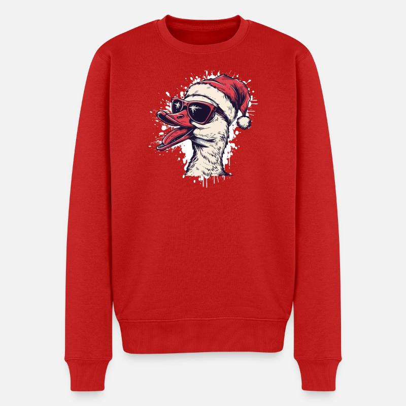 Gans Weihnachten Ente - Männer Premium Bio Pullover - Rot