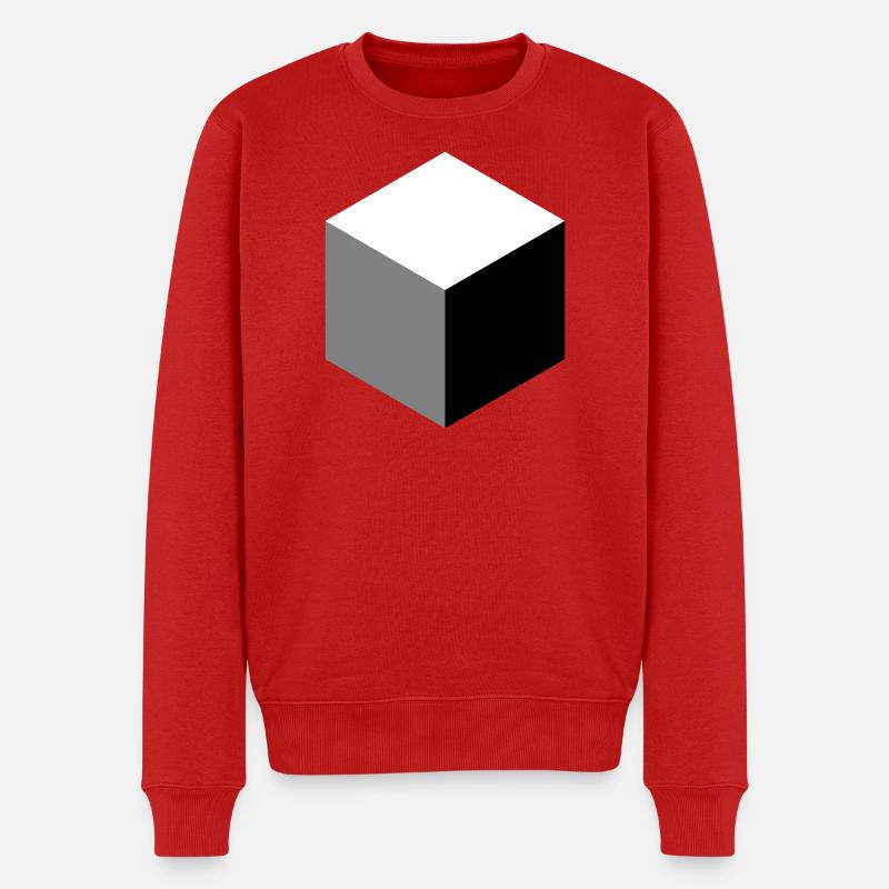 Geometrische Würfel-Silhouette - Männer Premium Bio Pullover - Rot