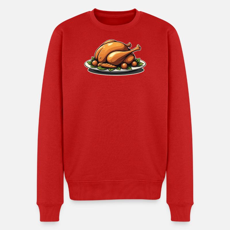Assiette de dinde rôtie - Pull Premium bio Homme - rouge