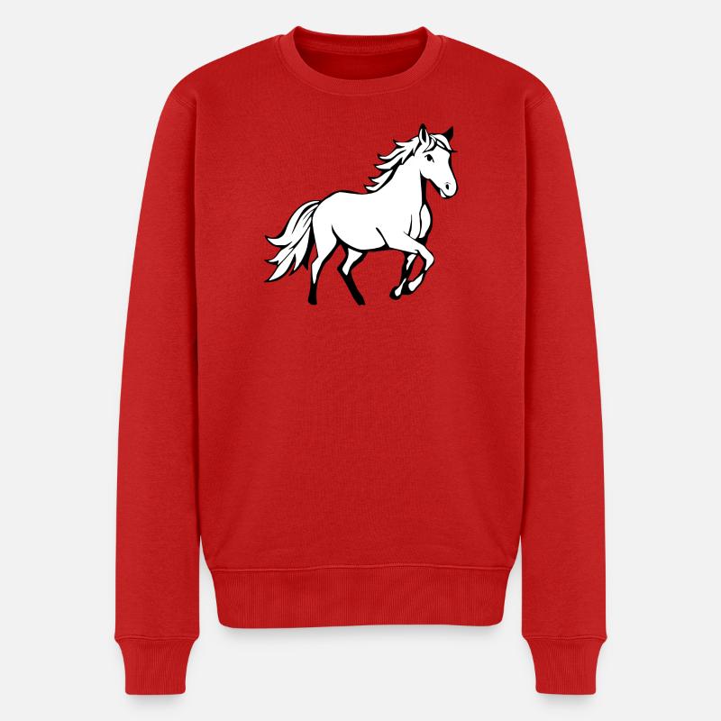 weißes Pferd weiß Kinder T-shirt Geschenk - Männer Premium Bio Pullover - Rot